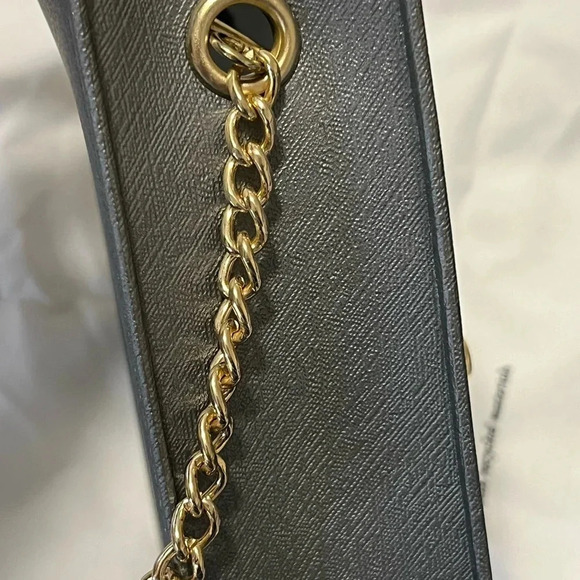 Grey crossbody with gold studs gives a sassy stylish look for a night out - Picture 9 of 11